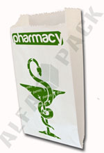 Alfa Pack Futuristic RX (pharmacy) paper bag.